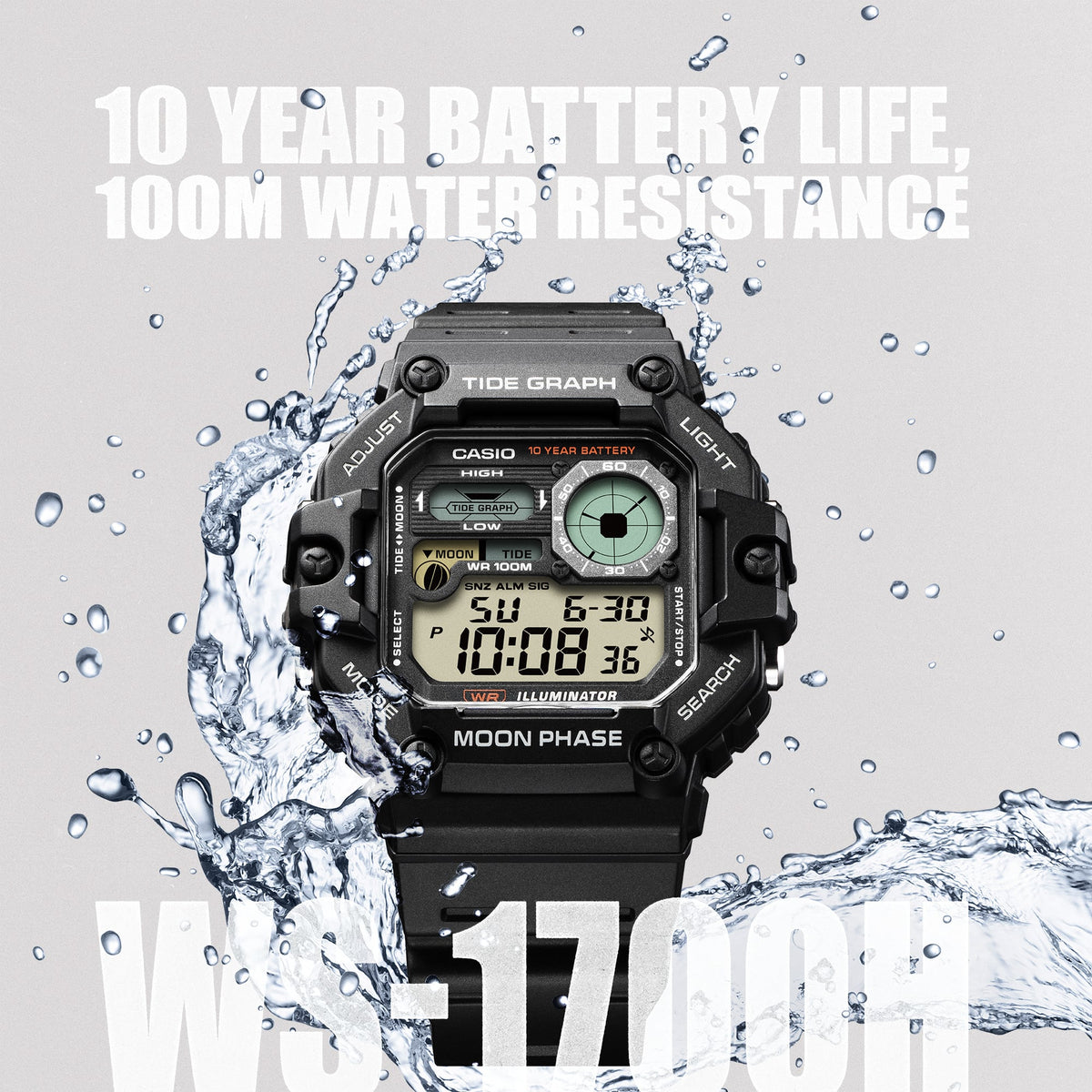 CASIO WS-1700H Digital Tide Graph