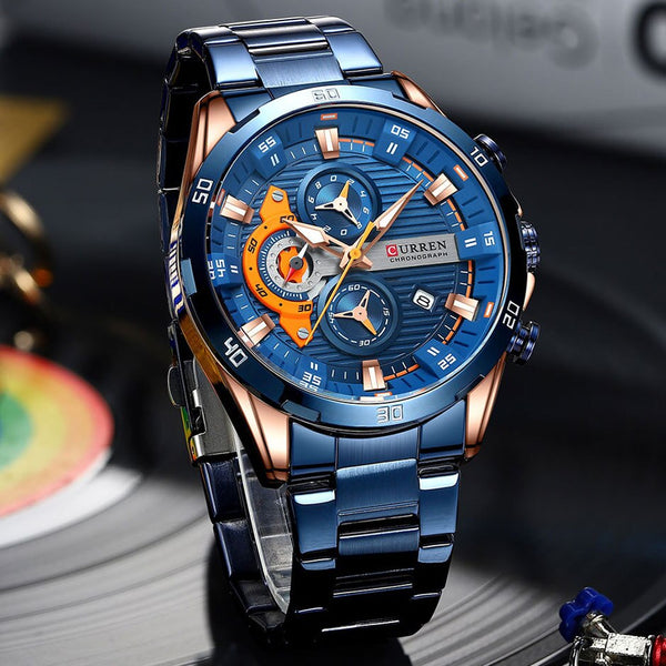 Curren 8402 Chronograph Blue Rose Gold